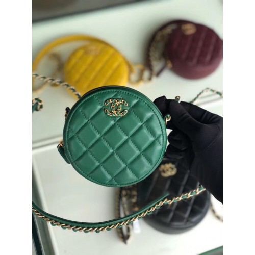 CHANEL Pacchetto catena di pelle di pecora A0725 verde