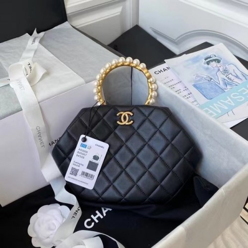 Borsa CHANEL in pelle con manico superiore AS2609 nera