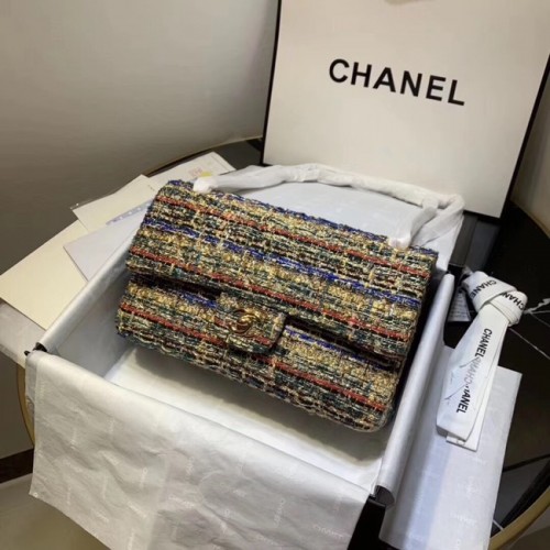 CHANEL Pelle di vitello tweed - Metallo tono oro 1112 albicocca