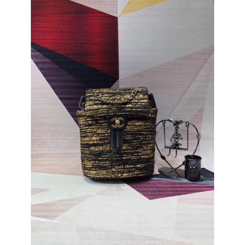 Zaino CHANEL Tweed piccolo metallo tono oro 69964 nero