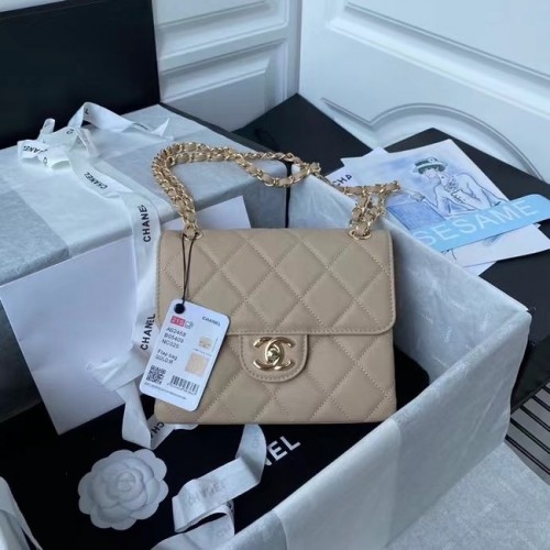 Mini borsa CHANEL con patta AS2468 Albicocca