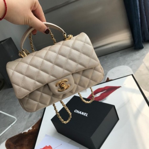 Mini borsa CHANEL con pattina e manico superiore AS2431 Albicocca