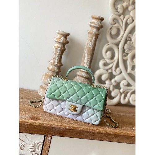 Borsa CHANEL mini patta con manico superiore AS2431 Verde