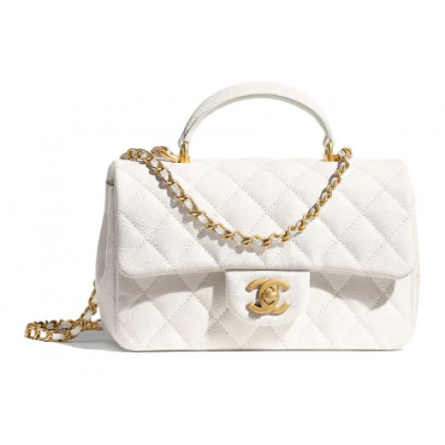 Borsa CHANEL mini patta con manico superiore AS2431 Bianco