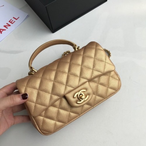 Borsa CHANEL mini patta con manico superiore AS2431 oro