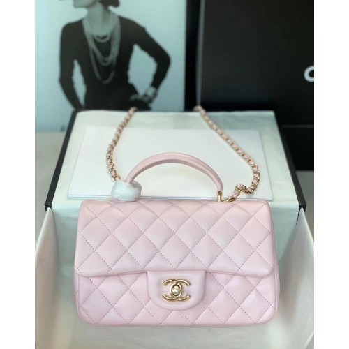 Borsa CHANEL mini patta con manico superiore AS2431 rosa chiaro