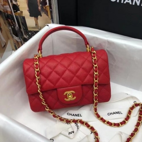 Borsa CHANEL mini patta con manico superiore AS2431 rosso