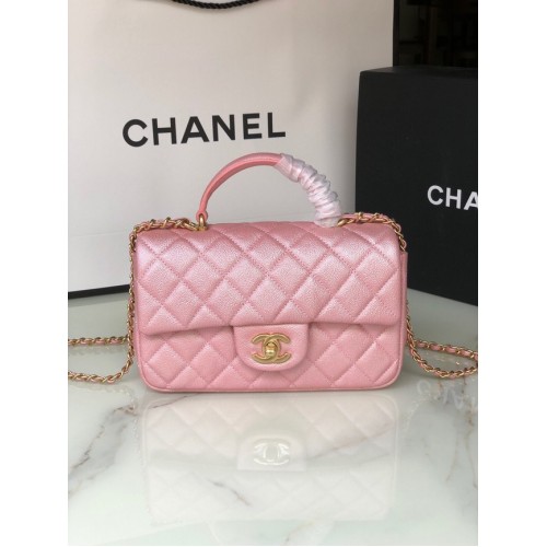 Borsa CHANEL mini patta con manico superiore AS2431 rosa
