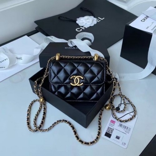 CHANEL mini portafoglio con catena AP2290 nero