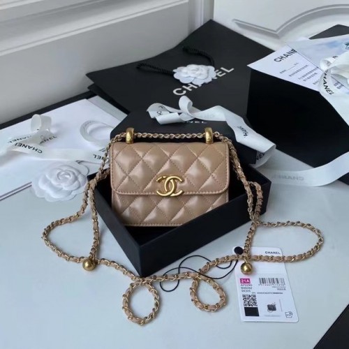 Mini portafoglio CHANEL con catena AP2290 marrone