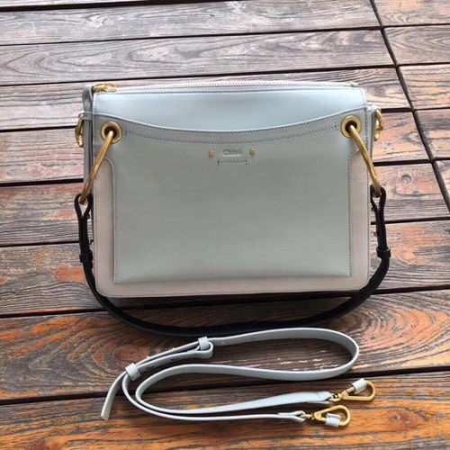 CHLOE Roy Borsa a tracolla media in pelle e camoscio 20656 Azzurro