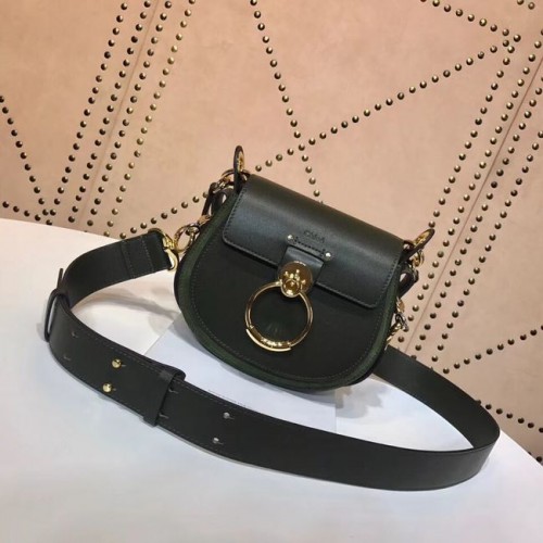 CHLOE Tess Piccola borsa a spalla in pelle 3E153 Verde nerastro