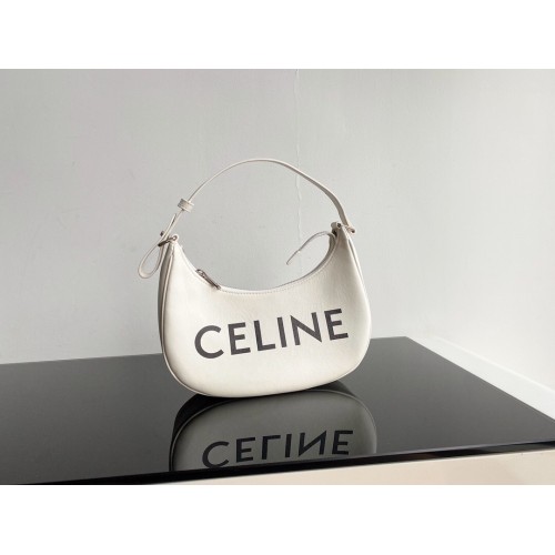 Celine BORSA AVA IN TELA TRIOMPHE E PELLE DI VITELLO 193952 BIANCO