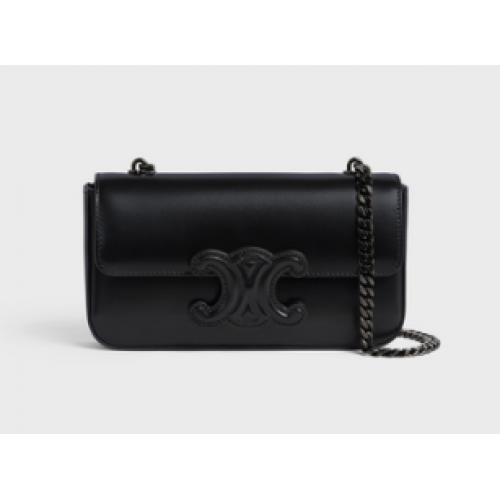 Celine BORSA A SPALLA CON CATENA CUIR TRIOMPHE IN VITELLO LUCIDO 199243 NERO NERO