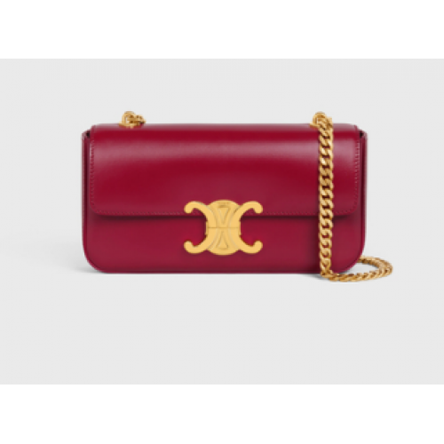Celine BORSA A TRACOLLA CON CATENA TRIOMPHE IN VITELLO LUCIDO 197993 CARMIN