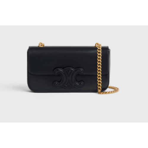 Celine BORSA A SPALLA CON CATENA TRIOMPHE IN VITELLO LUCIDO 199243 NERO