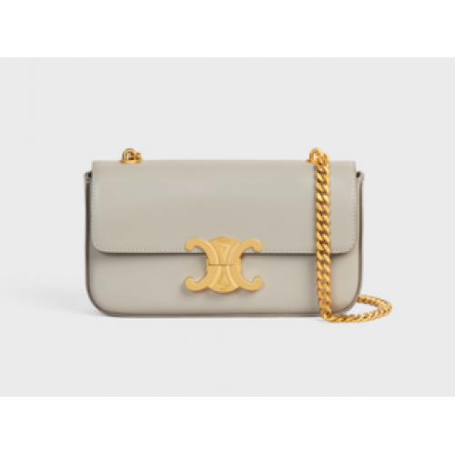 Celine BORSA A SPALLA CON CATENA TRIOMPHE IN VITELLO LUCIDO 199243 GRIGIO CHIARO