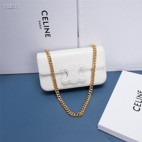 Celine BORSA A TRACOLLA CON CATENA TRIOMPHE IN VITELLO LUCIDO 199243 BIANCO