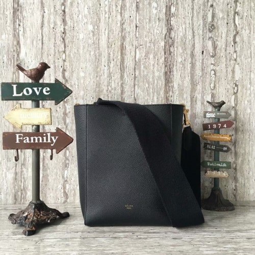 Celine Cabas Phantom Borse Lichee Pattern Pelle 77426 Nero