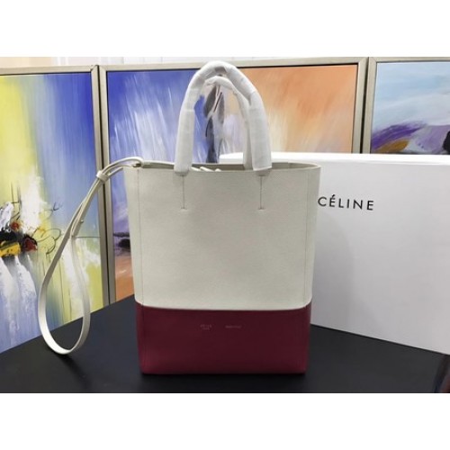 Celine Cabas Phantom Borse Original Leather C3365 OffWhite&Red