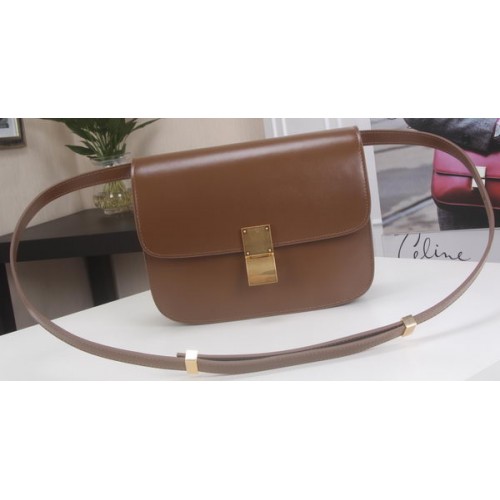 Celine Classic Box Flap Borsa in pelle di vitello C3369 marrone