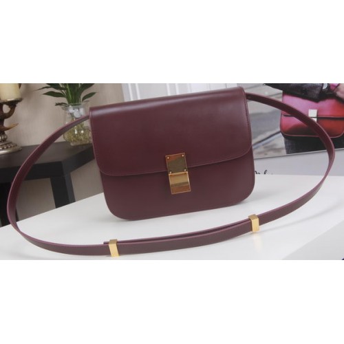 Celine Classic Box Flap Borsa in pelle di vitello C3369 Borgogna