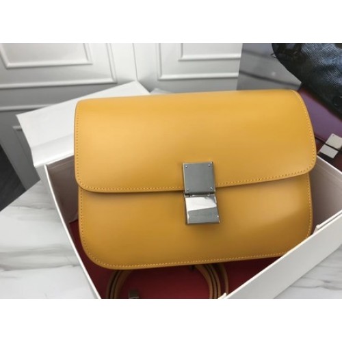 Celine Classic Box Flap Bag Pelle di vitello originale 3378 Giallo