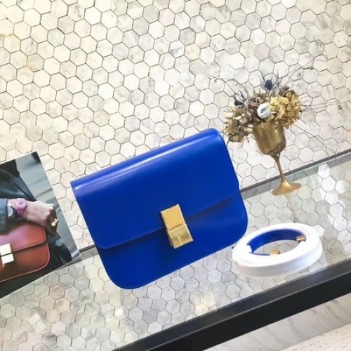 Celine Classic Box Flap Borsa in pelle di vitello originale 5698 blu