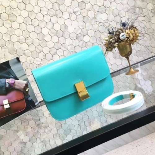 Celine Classic Box Flap Bag Pelle di vitello originale 5698 Skyblue