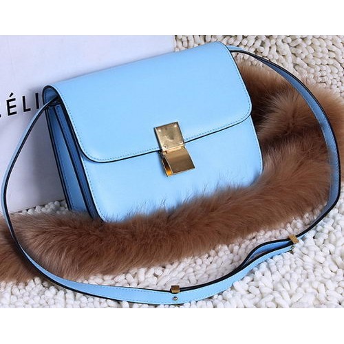 Borsa Celine Classic Box Small Flap Pelle di vitello C88007T Skyblue