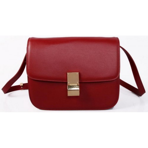 Borsa Celine Classic Box piccola con patta in pelle liscia C88007C bordeaux
