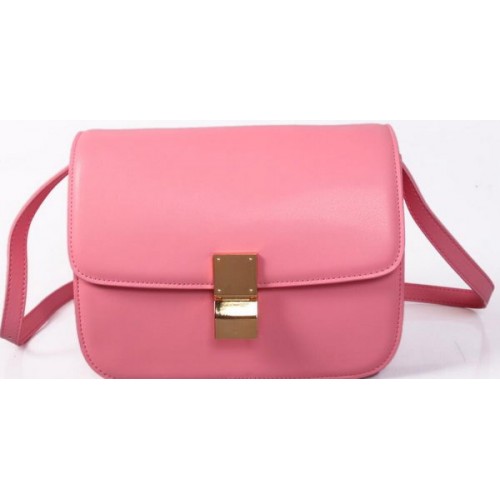 Borsa Celine Classic Box piccola con patta in pelle liscia C88007C Rosa
