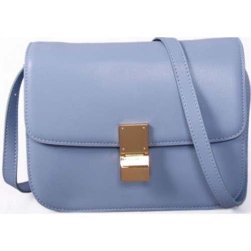 Borsa Celine Classic Box piccola con patta in pelle liscia C88007C SkyBlue