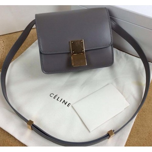 Celine Classic Box mini borsa con patta in pelle liscia C11041T grigio