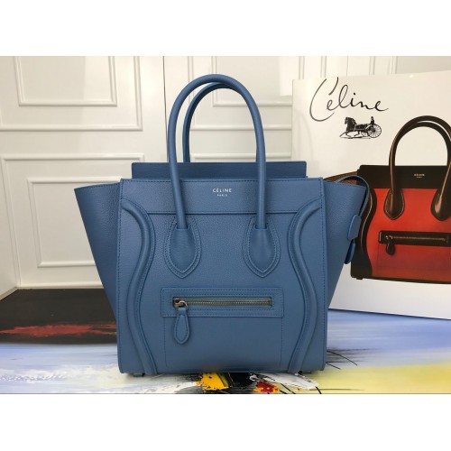 Celine Luggage Micro Tote Bag Original Leather CLY33081M blu