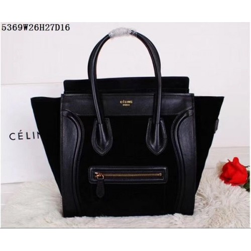 Celine Bagagli Micro Tote Bag Originale Pelle Scamosciata CL5369 Nera