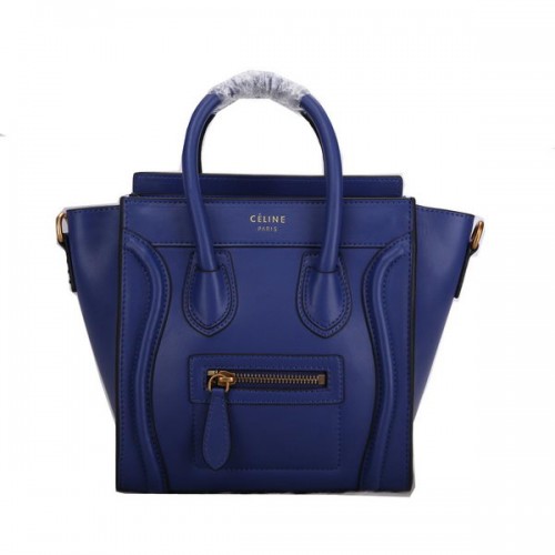 Celine Bagagli Borsa Nano Pelle Liscia C106 Blu