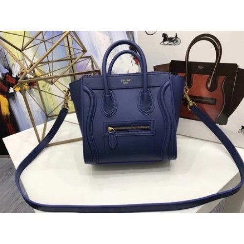 Celine Luggage Nano Tote Bag Pelle originale CC3560 Blu