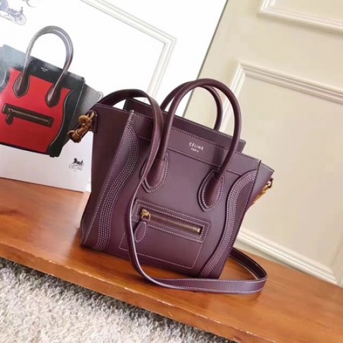 Celine Luggage Nano Tote Bag Pelle originale CC3560 Vino