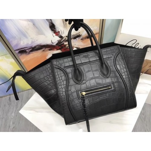 Celine Bagagli Phantom Tote Bag Cocco Pelle CT3372 Nero