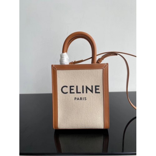 Celine MINI CABAS VERTICALE IN TELA TRIOMPHE CL01541 Marrone