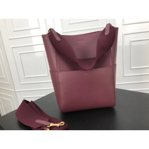 Celine SEAU SANGLE Cabas Borse Pelle di vitello originale 3369 Vino