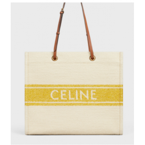 Celine SQUARED CABAS CELINE IN TESSUTO PLEIN SOLEIL E PELLE DI VITELLO 192172 GIALLO E TAN