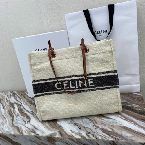 Celine SQUARED CABAS CELINE IN TESSUTO PLEIN SOLEIL E PELLE DI VITELLO 192172 nero