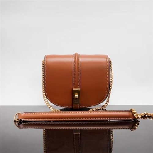 Celine TEEN CHAIN BESACE TRIOMPHE IN VITELLO LUCIDO 10G453 TAN