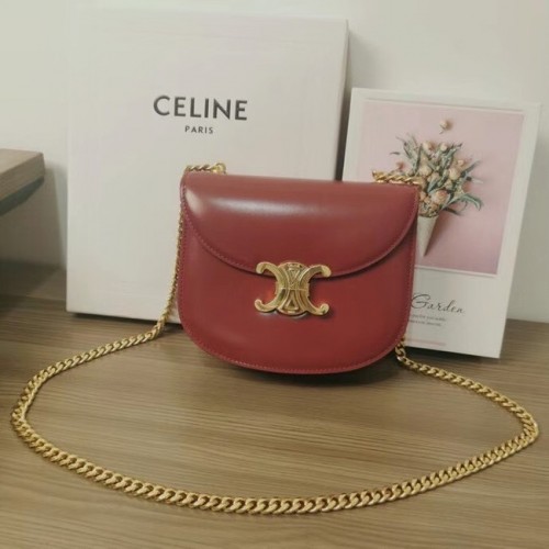 Celine TEEN CHAIN BESACE TRIOMPHE IN VITELLO LUCIDO 110973 CARMIN
