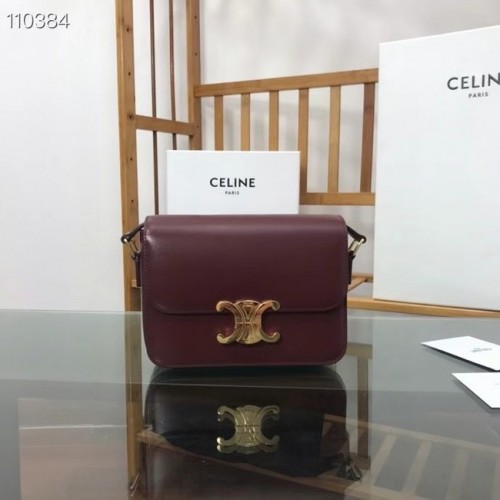 Celine TEEN BORSA TRIOMPHE IN VITELLO LUCIDO MINERALE 188423 Bordeaux