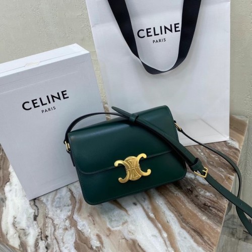 Celine TEEN BORSA TRIOMPHE IN VITELLO LUCIDO MINERALE 188423 verde nerastro