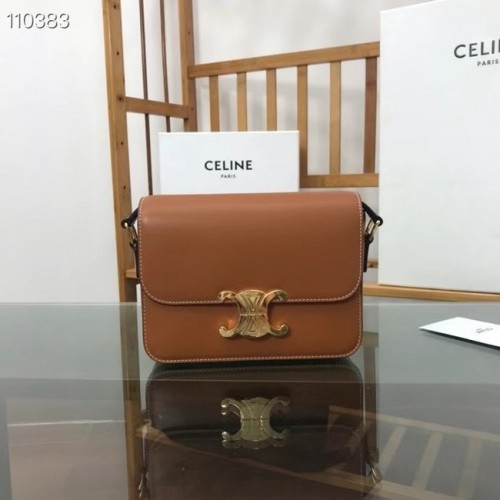 Celine TEEN BORSA TRIOMPHE IN VITELLO LUCIDO MINERALE 188423 marrone