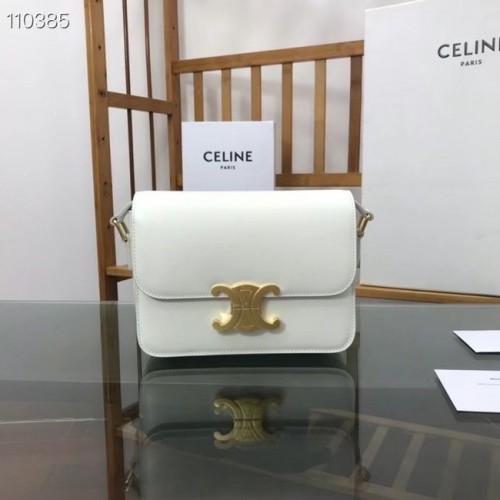 Celine TEEN BORSA TRIOMPHE IN VITELLO LUCIDO MINERALE 188423 bianco